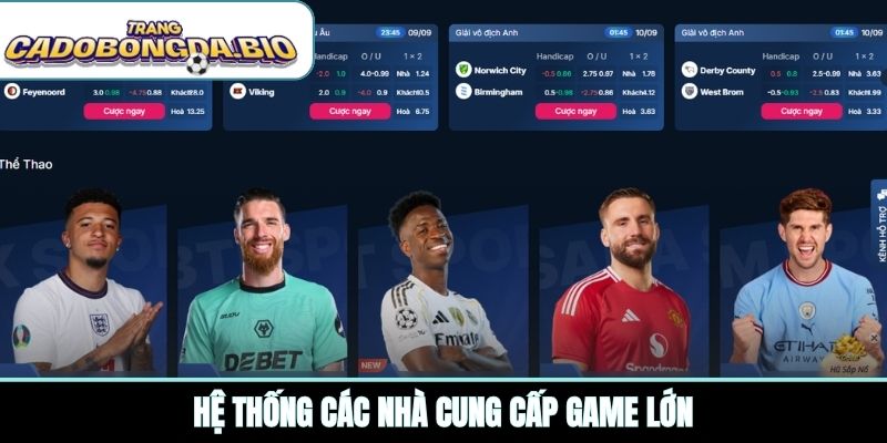 Hệ thống các nhà cung cấp game lớn